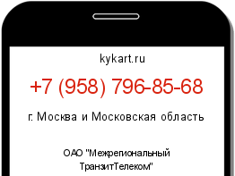 Информация о номере телефона +7 (958) 796-85-68: регион, оператор