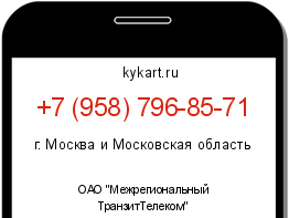 Информация о номере телефона +7 (958) 796-85-71: регион, оператор