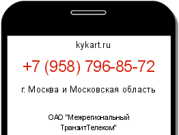 Информация о номере телефона +7 (958) 796-85-72: регион, оператор