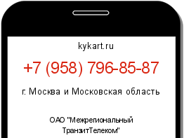 Информация о номере телефона +7 (958) 796-85-87: регион, оператор