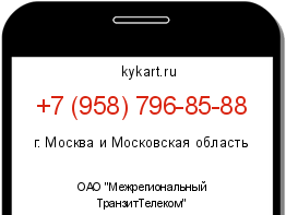 Информация о номере телефона +7 (958) 796-85-88: регион, оператор
