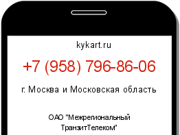 Информация о номере телефона +7 (958) 796-86-06: регион, оператор