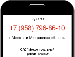 Информация о номере телефона +7 (958) 796-86-10: регион, оператор