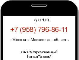 Информация о номере телефона +7 (958) 796-86-11: регион, оператор