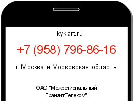Информация о номере телефона +7 (958) 796-86-16: регион, оператор