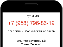 Информация о номере телефона +7 (958) 796-86-19: регион, оператор