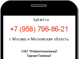 Информация о номере телефона +7 (958) 796-86-21: регион, оператор