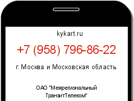 Информация о номере телефона +7 (958) 796-86-22: регион, оператор