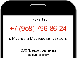 Информация о номере телефона +7 (958) 796-86-24: регион, оператор