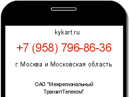 Информация о номере телефона +7 (958) 796-86-36: регион, оператор