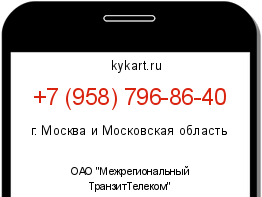 Информация о номере телефона +7 (958) 796-86-40: регион, оператор