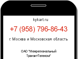 Информация о номере телефона +7 (958) 796-86-43: регион, оператор