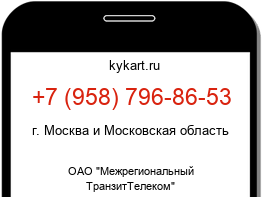 Информация о номере телефона +7 (958) 796-86-53: регион, оператор