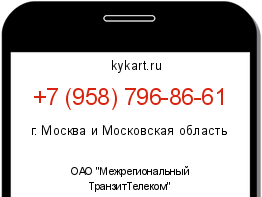 Информация о номере телефона +7 (958) 796-86-61: регион, оператор