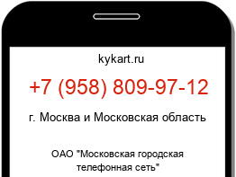 Информация о номере телефона +7 (958) 809-97-12: регион, оператор