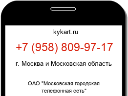 Информация о номере телефона +7 (958) 809-97-17: регион, оператор