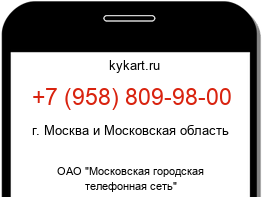 Информация о номере телефона +7 (958) 809-98-00: регион, оператор
