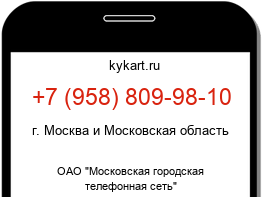 Информация о номере телефона +7 (958) 809-98-10: регион, оператор