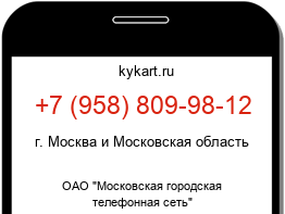 Информация о номере телефона +7 (958) 809-98-12: регион, оператор