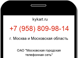 Информация о номере телефона +7 (958) 809-98-14: регион, оператор