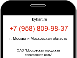Информация о номере телефона +7 (958) 809-98-37: регион, оператор
