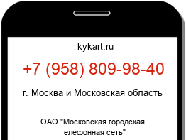 Информация о номере телефона +7 (958) 809-98-40: регион, оператор