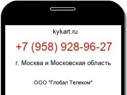 Информация о номере телефона +7 (958) 928-96-27: регион, оператор