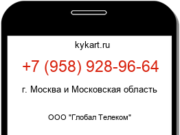 Информация о номере телефона +7 (958) 928-96-64: регион, оператор