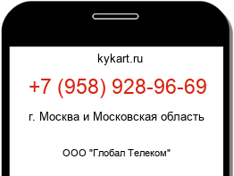 Информация о номере телефона +7 (958) 928-96-69: регион, оператор