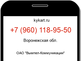 Информация о номере телефона +7 (960) 118-95-50: регион, оператор