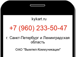 Информация о номере телефона +7 (960) 233-50-47: регион, оператор