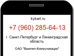 Информация о номере телефона +7 (960) 285-64-13: регион, оператор