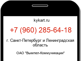 Информация о номере телефона +7 (960) 285-64-18: регион, оператор