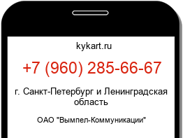 Информация о номере телефона +7 (960) 285-66-67: регион, оператор