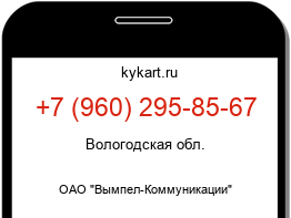 Информация о номере телефона +7 (960) 295-85-67: регион, оператор