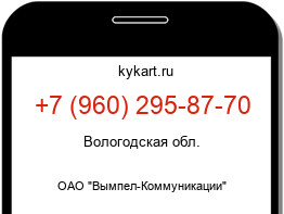 Информация о номере телефона +7 (960) 295-87-70: регион, оператор