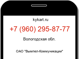 Информация о номере телефона +7 (960) 295-87-77: регион, оператор