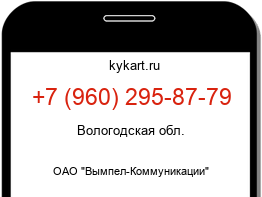 Информация о номере телефона +7 (960) 295-87-79: регион, оператор