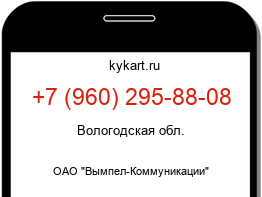 Информация о номере телефона +7 (960) 295-88-08: регион, оператор