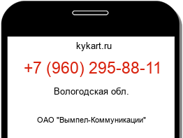 Информация о номере телефона +7 (960) 295-88-11: регион, оператор