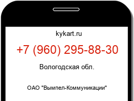 Информация о номере телефона +7 (960) 295-88-30: регион, оператор