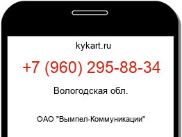 Информация о номере телефона +7 (960) 295-88-34: регион, оператор