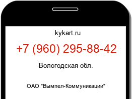 Информация о номере телефона +7 (960) 295-88-42: регион, оператор