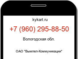 Информация о номере телефона +7 (960) 295-88-50: регион, оператор