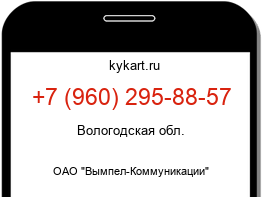 Информация о номере телефона +7 (960) 295-88-57: регион, оператор