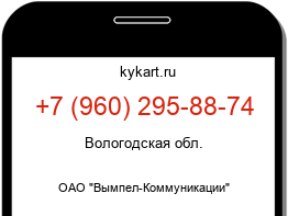 Информация о номере телефона +7 (960) 295-88-74: регион, оператор