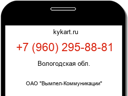 Информация о номере телефона +7 (960) 295-88-81: регион, оператор