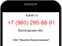 Информация о номере телефона +7 (960) 295-88-91: регион, оператор