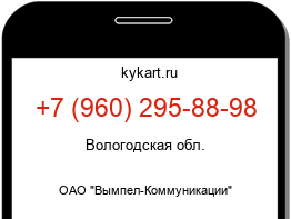 Информация о номере телефона +7 (960) 295-88-98: регион, оператор