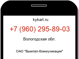 Информация о номере телефона +7 (960) 295-89-03: регион, оператор